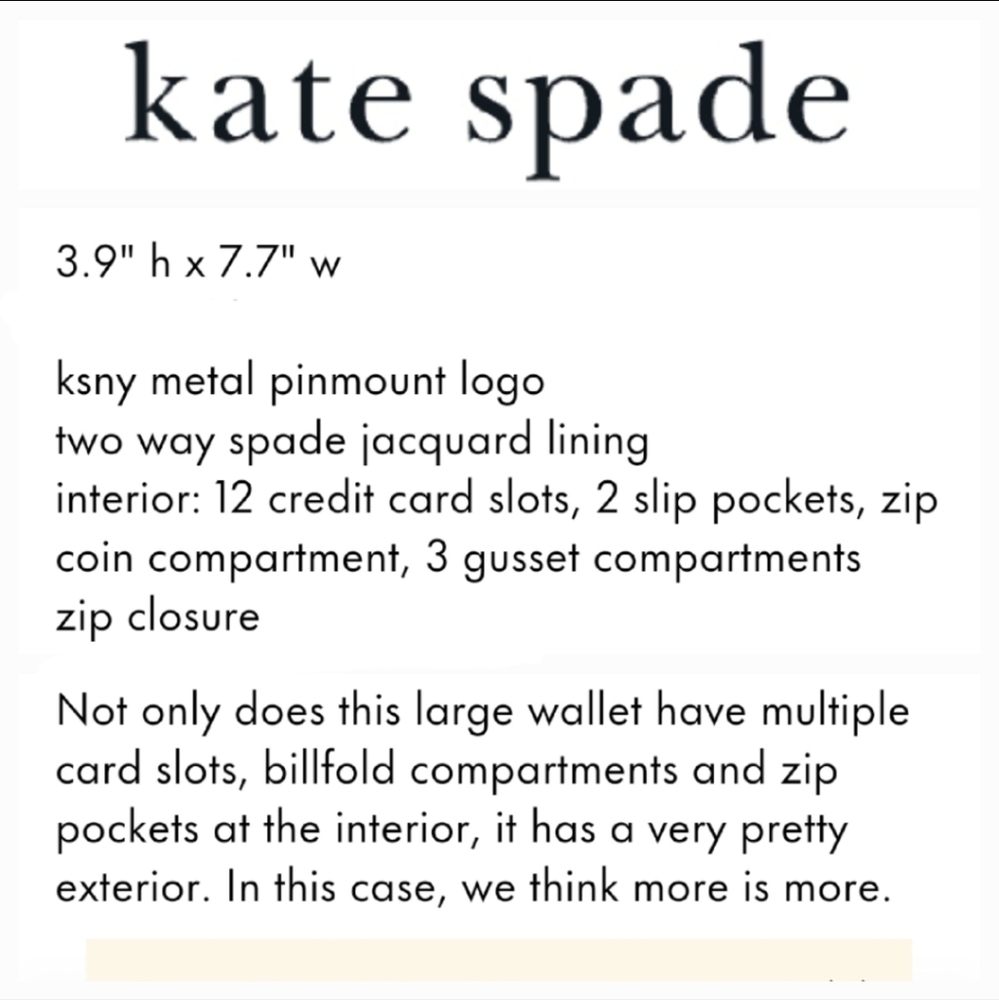 KATE SPADE floral multi-compartment multi-zip purse large wallet card holder - Picture 16 of 17